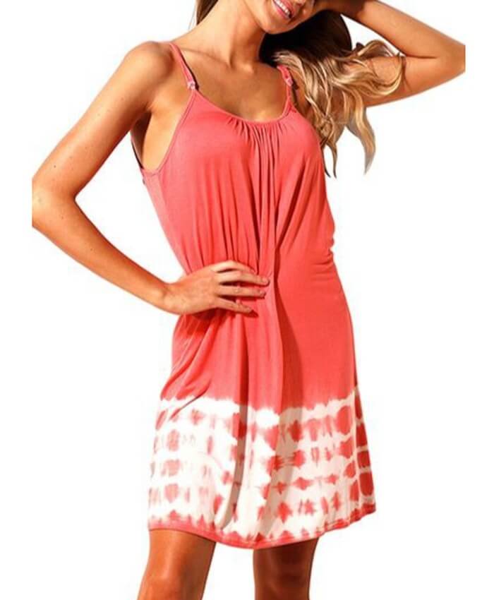 Hollow Out Spaghetti Strap Printed Cover Up